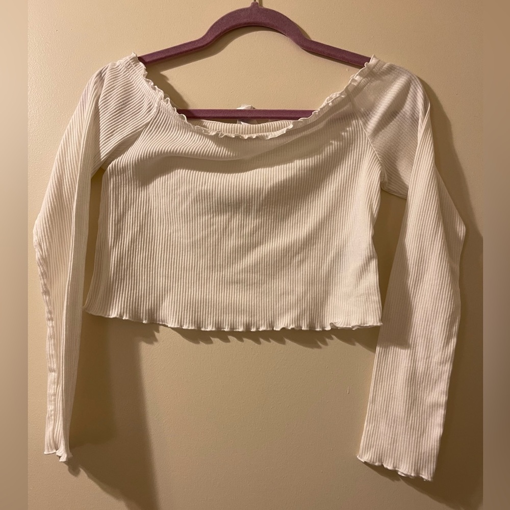 Ribbed off the shoulder Long Sleeve